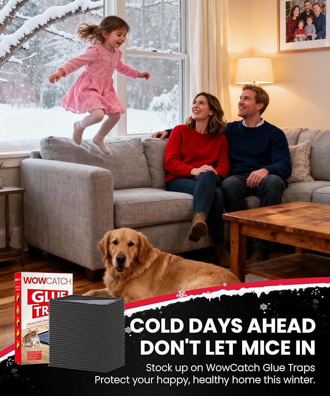 Sticky Mouse Traps Indoor for Home - 26 Pack Glue Traps for Roaches, Spiders, Rodent Catcher for Kitchen, Garage, Sticky Glue Boards for Insects, Pet Safe Pest Control, Non-Toxic, Small Size