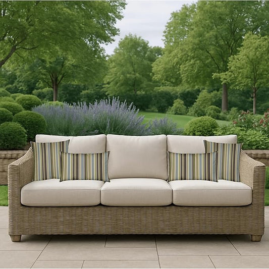 RSH DECOR: Sunbrella Pillow Covers Set of 4 | Covers Only - 20" x 12" | Outdoor Lumbar Pillow Covers Crafted with Sunbrella Performance Fabric | Brannon Whisper