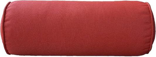Indoor/Outdoor Bolster Pillows, 16x6 inches Solid Round Lumbar Cylinder Throw Pillows for Outdoor Furnitures, Set of 2, Bright Red