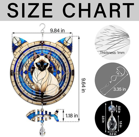 Siamese Cat Wind Spinner, Siamese Cat Wind Spinner Hanging for Yard and Garden