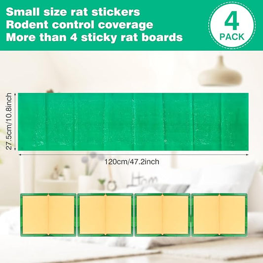 Qualirey 4 Pcs 47 Inch Ultra Large Sticky Mouse Glue Traps Sticky Rat Trap That Work for Rats Roaches Rodents Heavy Duty Pre Baited Mats Indoor Outdoor Catch Pest (Green)