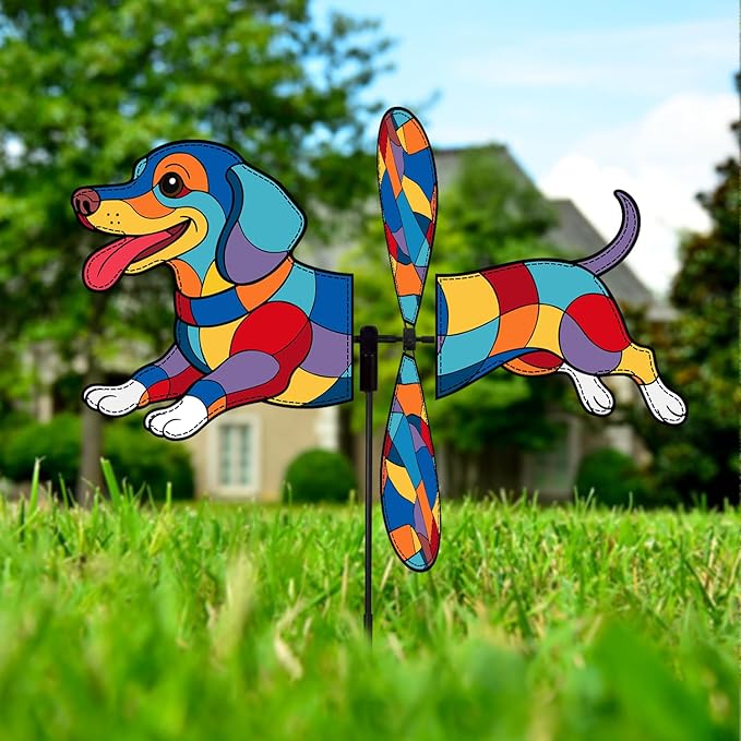 Dachshund Petite Spinner Outdoor, Dachshund Dog Wind Spinner for Yard and Garden