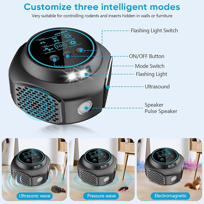 Ultrasonic Pest Repellent Plug in & Mouse Repeller Indoor, 360° Ultrasonic Repellent for Mouse, Rodent, Squirrel, Roach, Ant, Pest Control for Home, Kitchen, Office, Warehouse, Hotel