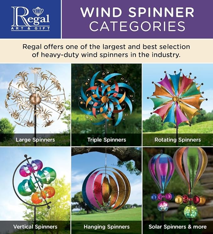 Regal Art & Gift Fireworks Wind Spinner – Metal Yard Decorations Outdoor | Kinetic Garden Spinner for Lawn, Pathway, or Flower Bed | Weather-Resistant Outdoor Sculpture - 86 Inch
