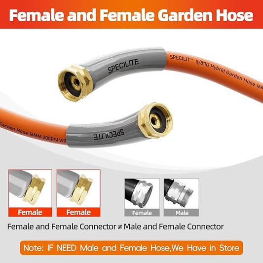 SPECILITE Garden Water Hose 5 ft x 5/8 in with Female to Female Connector, Small Leader Hose for Hose Reel, Heavy Duty, Flexible & Lightweight, Water Pipe, Outdoor Water Hose Extension Adapter