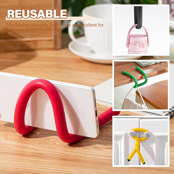 20 Pcs 17 Inch EVA Foam Twist Rubber Ties Reusable Bendable Cable Tie Straps Flexible Heavy Duty Twisty Ties for Organizing Cords Bundling (Red,Yellow,Green,Black)