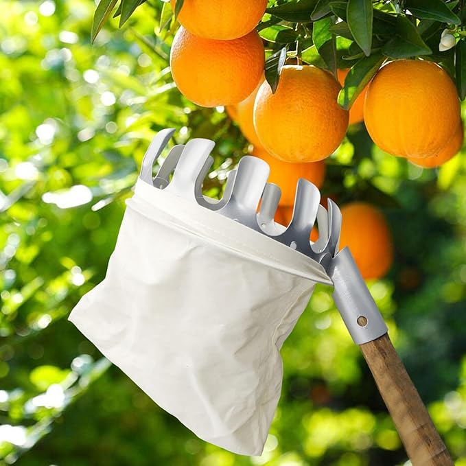 Fruit Picking Tool Fruit Picker with Storage Bag 6.30inch Diameter Portable Round Orange Pear Lemon Harvester Picking Tool Picks for Home Garden Farm Orchard