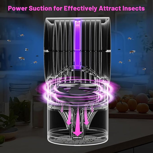 Fly Trap Indoor,Fruit Fly Traps for Indoors Mosquito Trap Indoor Insect Trap with Suction, Time Setting, Bug Light & 10 Pcs Sticky Glue Boards (Pink)