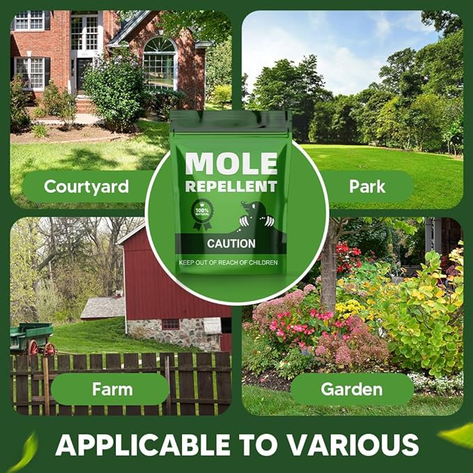 Mole Repellent Outdoor, Gopher Repellents, Vole Repellent for Lawn, Natural Groundhog Repellent, Safe for People & Pets, Mole Repellent for Lawn and Garden, 3 Months Protection -8P