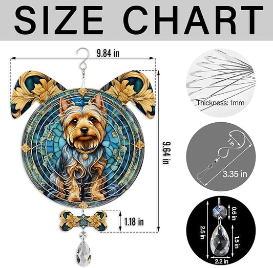 Silky Terrier Dog Ears Wind Spinner, Silky Terrier Wind Spinner Hanging for Yard and Garden V02