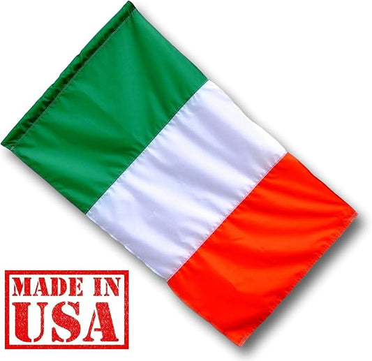 US Flag Factory - 3x5 FT Ireland Irish Flag (Pole Sleeve, Sewn Stripes) Outdoor SolarMax Nylon - Premium Quality (3x5 FT Pole Sleeve) - Made in America