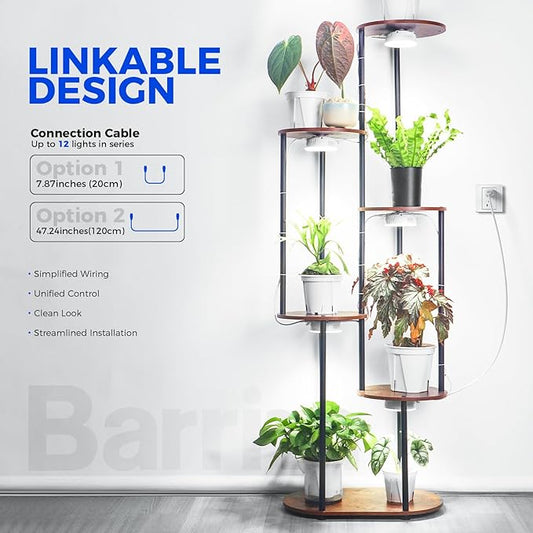 Barrina Orbgrow OG09 Puck Grow Light, 5000K 18W(2 x 9W, 270 Watt Equiv), Full Spectrum Plant Light for Indoor Plants, Magnetic & Linkable with Timer, 5 Levels Dimmable for Plant Shelf, 2 Packs