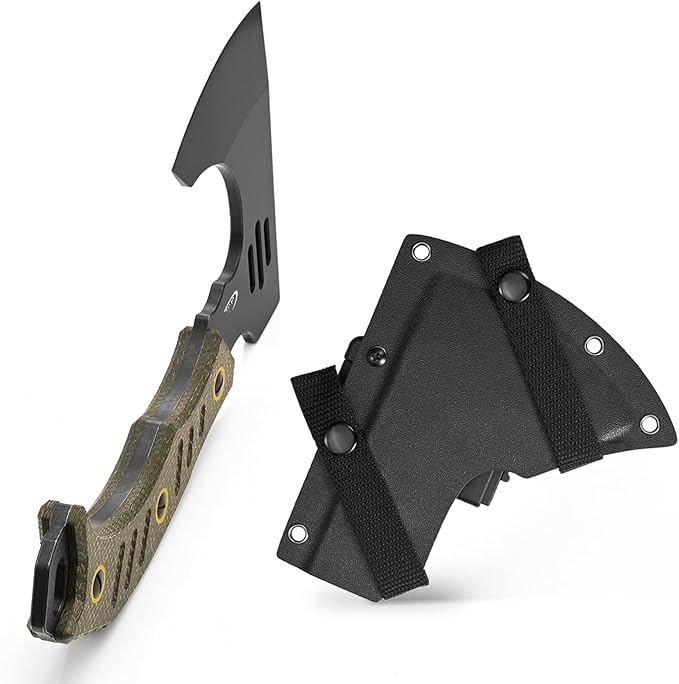 C1391 Camping Axe Camping Hatchet,DC53 Steel Blade with Micarta Handle Survival Hatchets Bushcraft Axe with Kydex Sheaths for Camping Hiking and Chopping Wood(Green)