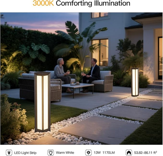 Outdoor Pathway Lights, 31.5" Landscape Path Light Wired, High Voltage Modern Bollard Lighting Fixture, Waterproof Driveway Floor Lamp Patio Lawn Walkway LED Lantern for Yard Backyard Pool Garden