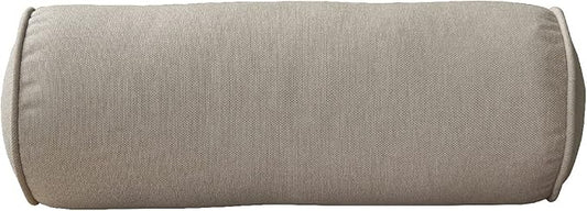 Indoor/Outdoor Bolster Pillows, 16x6 inches Solid Round Lumbar Cylinder Throw Pillows for Outdoor Furnitures, Set of 2, Beige