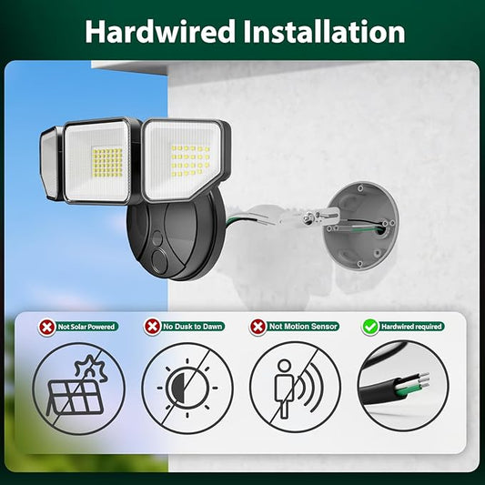 65W LED Flood Light Outdoor, 6500 Lumen Super Bright Security Lights, 3 Adjustable Heads, IP65 Waterproof, 6500K Daylight Wall Mount Outdoor Flood Light for Yard, Garage