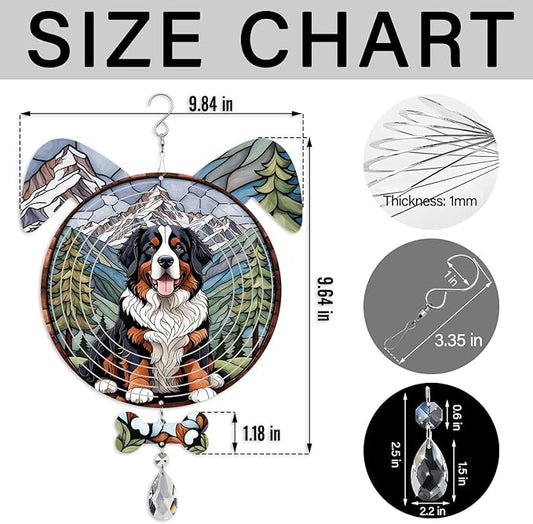 Bernese Mountain Dog Ears Wind Spinner, Bernese Mountain Wind Spinner Hanging for Yard and Garden V02