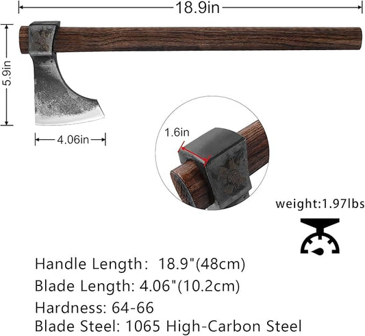 18.9" Throwing Axe, 3Pack Throwing Tomahawk with 1065 High Carbon Steel and Beech Wooden Handle, Well Balanced Great for Axe Throw ing Game, Competition and Recreation
