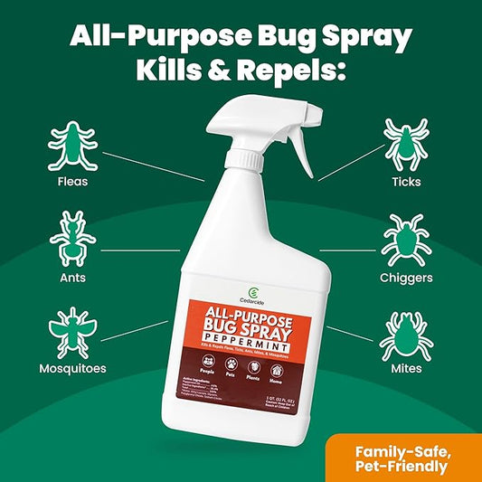 Cedarcide All-Purpose Bug Spray | Kill and Control Mosquitos, Fleas, Ticks, Ants | Made with Natural Essential Oils | Use on People, Pets & Kids (Peppermint, Quart (32 Oz.))