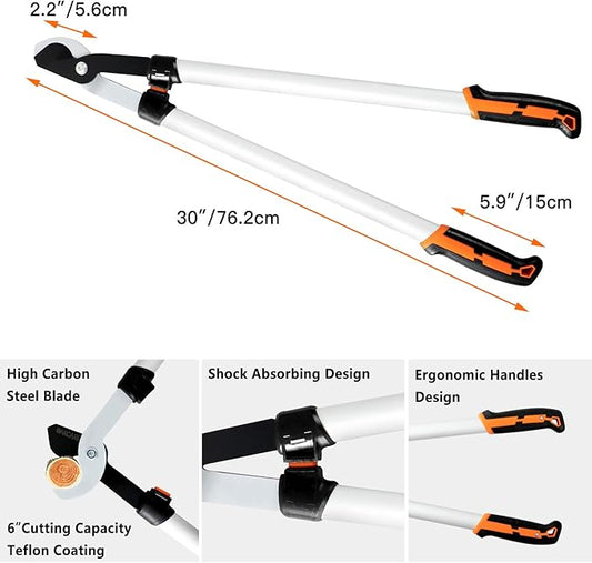GARCARE 4 IN 1 Garden Shears Pruning Set with Bypass Pruning Shears Compound Lopper and Hedge Shears and Folding Saw with Carbon Steel Sharp Blades