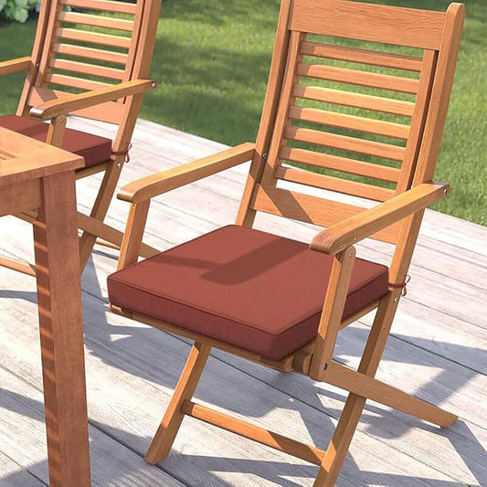 Magpie Fabrics Indoor Outdoor Waterproof Square Chair Cushion, 18" x 18" x 2.5", 2 Pack, Water Resistant Seat Cushions, for Patio Garden Office, Coral