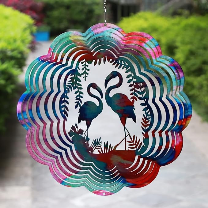 SPRING SONG Flamingo Wind Spinner for Yard and Garden Stainless Steel Bird Spinner Indoor and Outdoor Hanging Decor Crafts Ornament Gifts Kinetic Art Yard Garden Hanging Wind Spinner