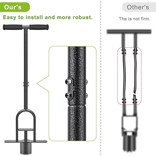 Dolibest Sod Plugger Tool, Grass Plugger Tool with Dual Pedals & Foot Ejector, Bulb Planter W/Sharp Serrations and Non-Slip Soft Grip Handle, for Lawn Planting Bulbs and Grass Repair, Easy Assembly