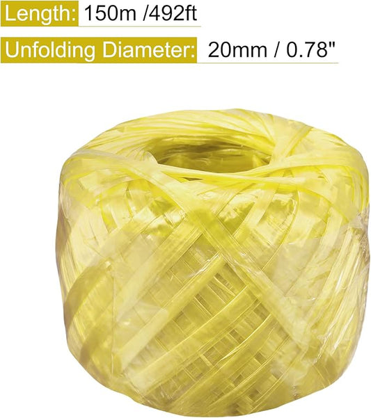 MECCANIXITY Polyester Nylon Plastic Rope Twine Household Bundled for Packing Gardening Craft,150m Length,Yellow