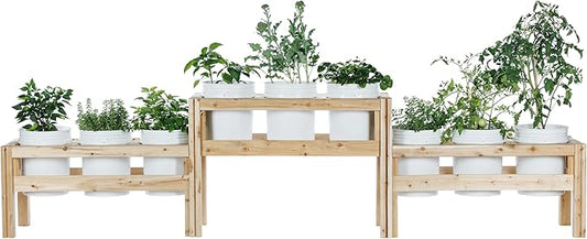 Greenes Fence Two-Tiers Nine Bucket Elevated Cedar Wood Garden Frame, 125 in. x 16 in. x 30 in. - Made in USA with North American Cedar