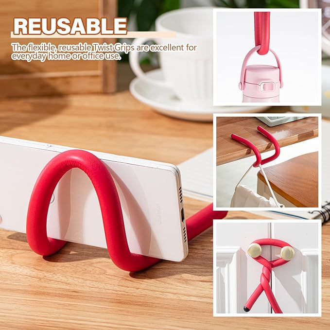 20 Pcs 17 Inch EVA Foam Twist Rubber Ties Reusable Bendable Cable Tie Straps Flexible Heavy Duty Twisty Ties for Organizing Cords Bundling (Red)