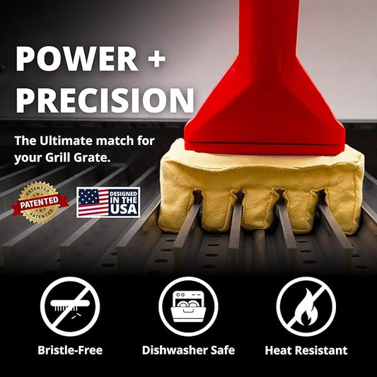 Grill Rescue BBQ Replaceable Scraper Cleaning Head, Bristle Free - Durable and Unique Scraper Tools for Cast Iron or Stainless-Steel Grates, Barbecue Cleaner (Grill Grate Brush with Scraper)