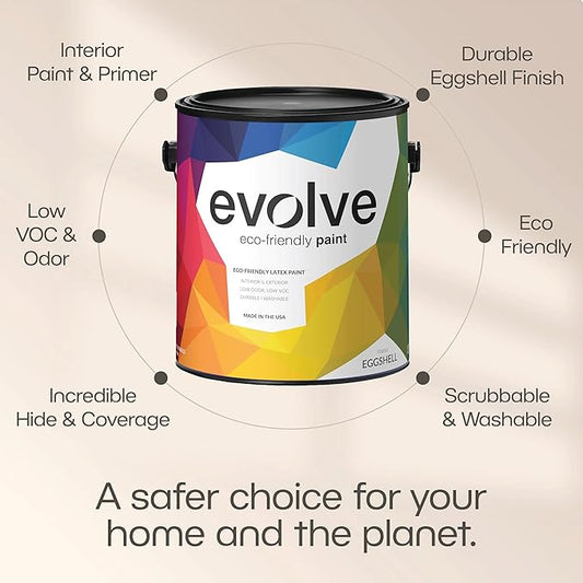 EVOLVE Paint & Primer: Environment-friendly, Low Sheen with One-coat Coverage for Interior & Exterior surfaces (Green Pine, 5-Gallon)