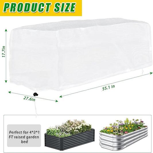 2 Pack Plant Covers Freeze Protection for Raised Garden Beds, Rectangular Winter Plant Frost Cloth with Insulated Liner and Drawstring, Garden Bed Frost Protection Blanket for Winter Outdoor Plants