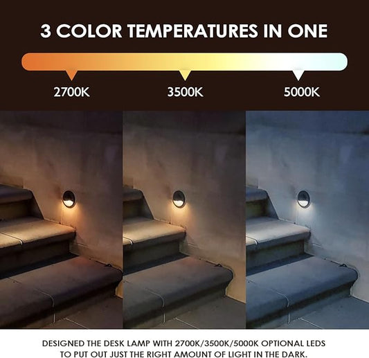 LED Low Voltage Deck Lights Outdoor Waterproof,6-Pack 3CCT Deck Lighting Fixtures Landscape Step,3W,12V-24V AC/DC Die-cast Aluminum Housing Fence Lamp Wired 2700K/3500K/5000K (Black)