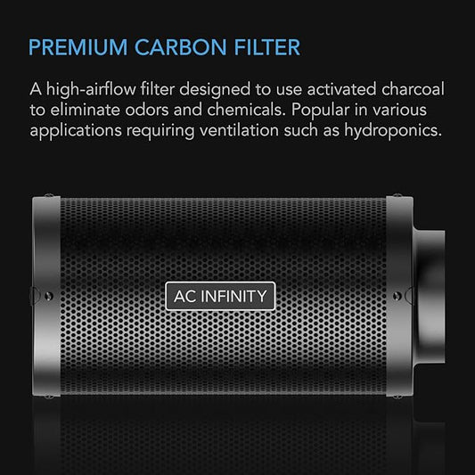 AC Infinity Air Carbon Filter 10" with Premium Australian Virgin Charcoal, for Inline Duct Fan, Odor Control, Hydroponics, Grow Rooms