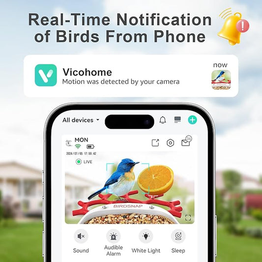 birdsnap® MON - Bird Feeder with Camera, 2K Detachable Video Bird Feeder Live with 32GB Card Fruit Fork, AI Identify Feather Species, Auto Record in Backyard, Ideal Gift for Birds Lover