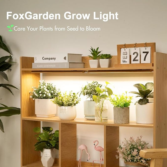 FOXGARDEN Bamboo Grow Light Strip for Indoor Plants, Full Spectrum 192 LED Bright Plant Light with Auto On/Off Timer 4/8/12H, 10 Dimmable Brightness, 2 Strips with 1 Controller