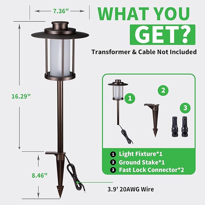 Outdoor Low Voltage Pathway Light, 12V Warm & Cool White Switchable Path Lights LED, IP65 Waterproof Landscaping Pathlight, Walk Side Lighting 5W ORB Aluminum for Backyard Lawn (6 Pack)