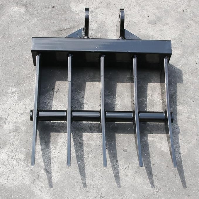 1 TON Mini Excavator Accessory Compatible Attaxhment Metal Wide Backhoe Rake,Hole Diameter: 25MM/0.98in