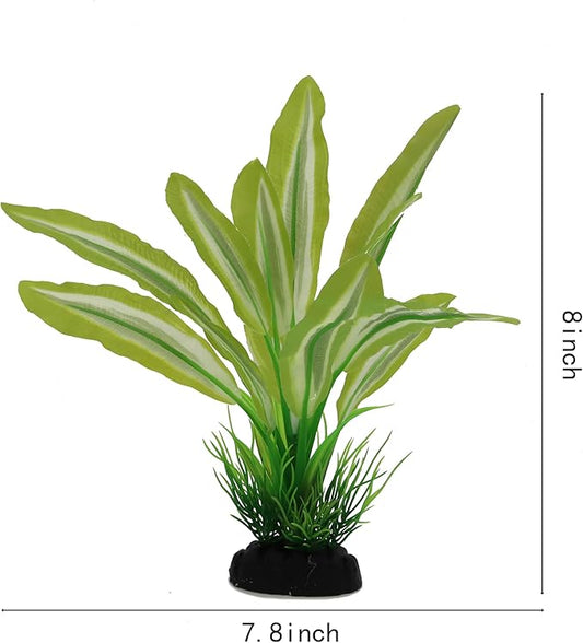 Silk Aquarium Plants for Betta Fish Tank, 2 Pcs 8 Inch Small Silk Aquarium Plant Aquatic Water Grass Decoration,Green-Yellow