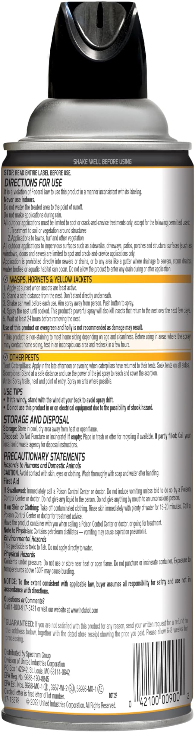 Hot Shot Wasp & Hornet Killer, Aerosol, 14-Ounce, 12-Pack Black