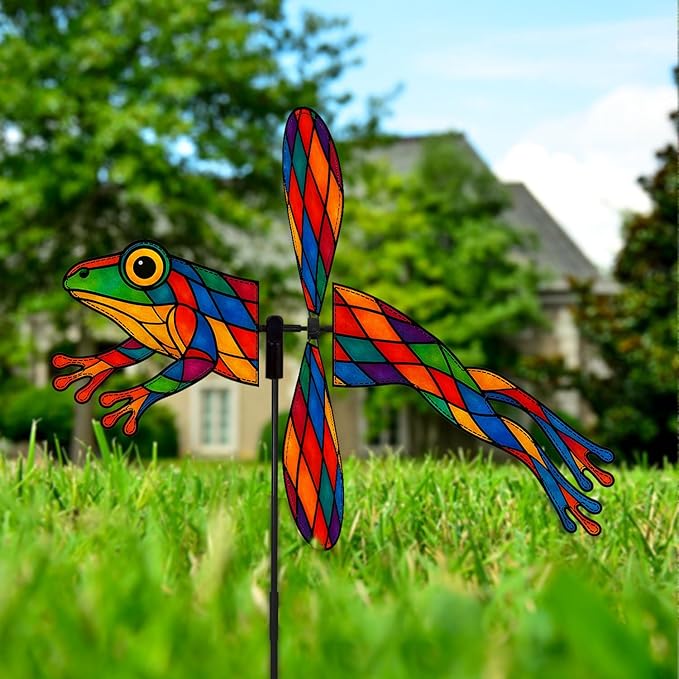 Frog Petite Spinner Outdoor, Frog Wind Spinner for Yard and Garden