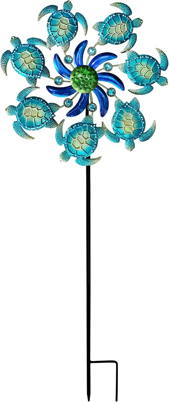 39" Sea Turtle Wind Spinners Garden Stake-Ocean Theme Outdoor Decorations- Metal Stake Yard Spinner-Wind Sculpture Yard Art Decorations for Patio,Swimming,Lawn & Garden Decor