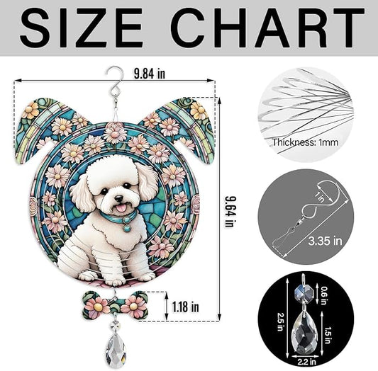 Bichon Fries Dog Ears Wind Spinner, Bichon Fries Wind Spinner Hanging for Yard and Garden V02