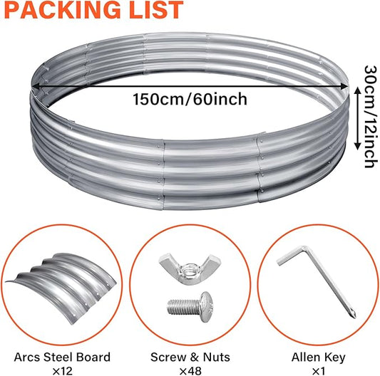 HGD 60 Inch Large Galvanized Steel Metal Fire Pit Ring - 5FT Heavy Duty Fire Rings for Outside Wood Burning - 12" Tall Portable Bonfire Firepit for Backyard, Patio, Camping