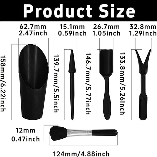 5Pcs Mini Succulent Tools Set, Plastic Garden Hand Tools Kit for Indoor Plant Care, Succulent Bonsai Miniature Garden Tool Set,Small Gardening Tools for Transplanting Digging Planting, Black