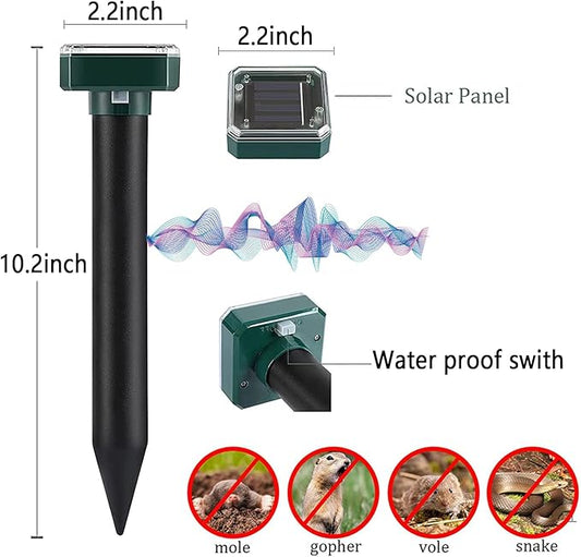 Mole Repellent Solar Powered -10 Packs Snake Repellent Ultrasonic Vole Snake Repeller for Lawns and Yards Waterproof Outdoor Gopher Repeller Effective for Garden