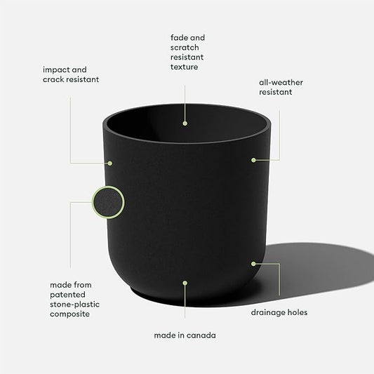 Veradek Round Black Plastic Planter Pots for Indoor/Outdoor Garden Use, with Drainage Holes, Suitable for Small to Large Succulent Plants, Flowers, Modern Interior Plants