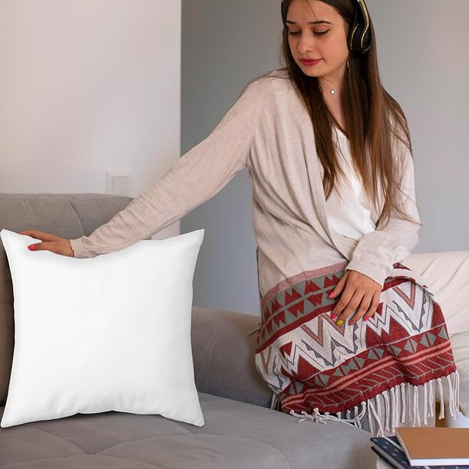 Covers & All Premium Square Throw Pillow Inserts with Covers Set of 4, 12 x 12 Inches White, Decorative Cushions for Couch Sofa Home Decor Office Travel UV Resistant Waterproof Soft Cushions Pillows
