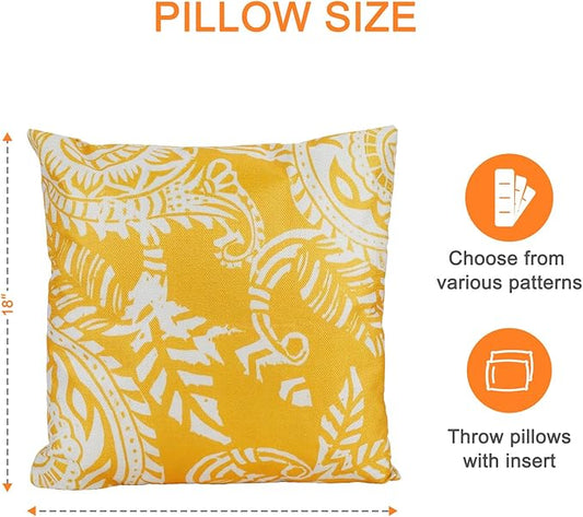 Outdoor Throw Pillows Waterproof Set of 2 Patio Pillows 18×18 Inch Decorative Pillows for Bed, Couch, Sofa and Patio Furniture